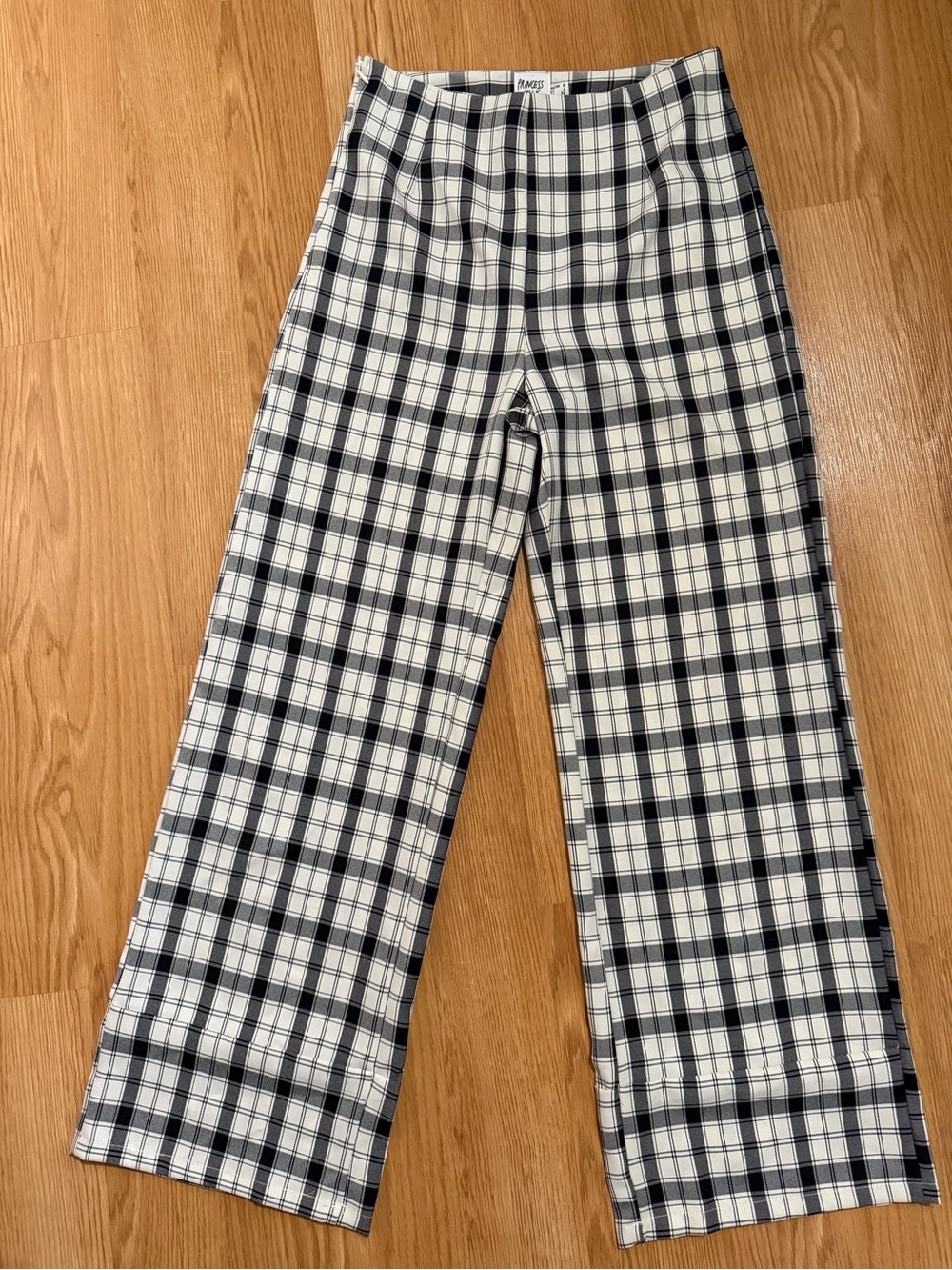 Princess Polly Euros Plaid Wide Leg Plaid Pants 4 S Small